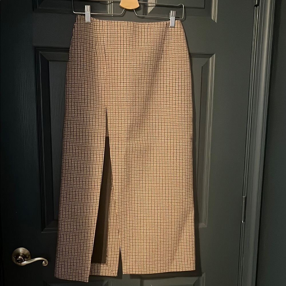 Maje Tan Midi Pencil Skirt with Slit